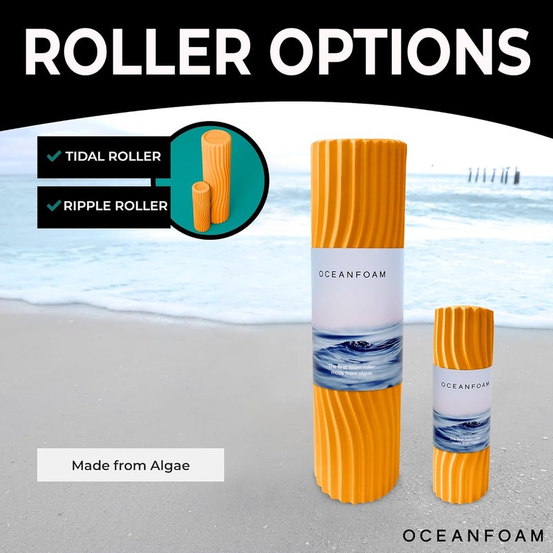 Oceanfoam رولر المد والجزر - ذهبى - رولر فوم لتدليك العضلات لآلام الظهر والتمدد - صلب ومريح بتصميم واسع ومجعد - اليوغا، الرياضة، والعافية - الحجم الكامل، 20" × 5" - Image 5